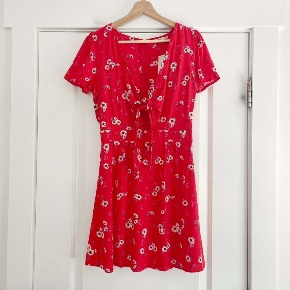 Francescas Carmena Bow Front Floral Mini Dress Red - S - Picture 5 of 5